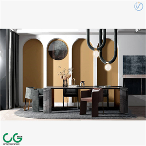3d model of modern light luxury dining table and chairs